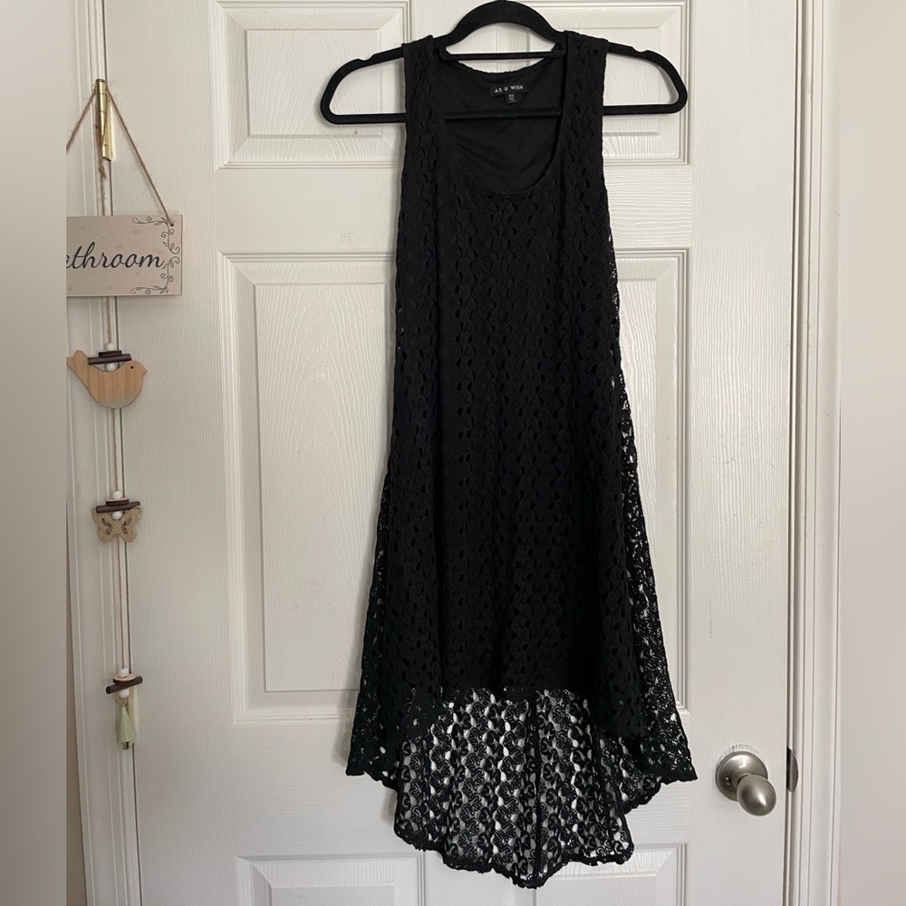 As U Wish Black Crochet High-Low Dress